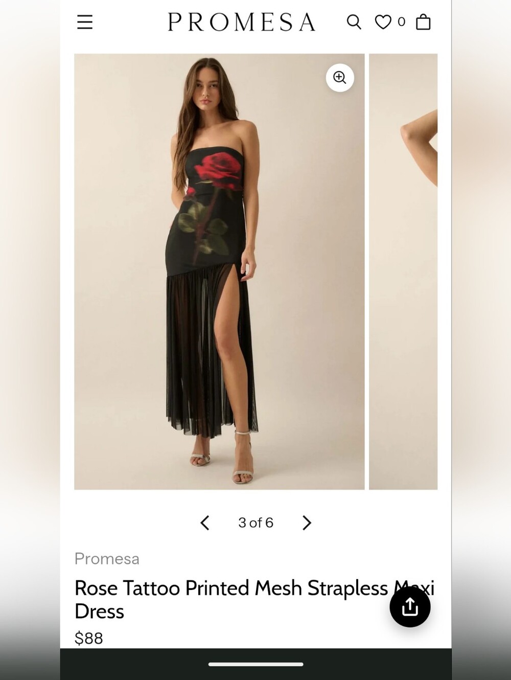 NWOT Promesa Strapless Rose Print Mesh Maxi Dress